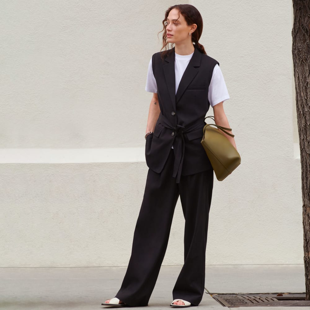 The Sleeveless Blazer in Buttersmooth | Black