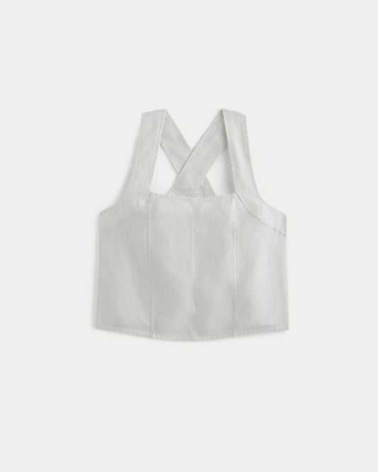 The Crossback Tank in Linen | Natural Chambray