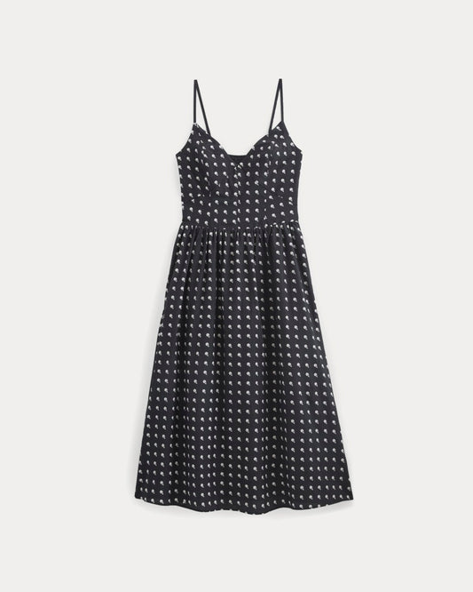 Midi Dress in Cotton Silk Voile | Black