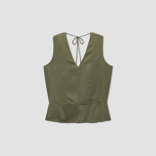 The Satin V-Neck Top | Kalamata
