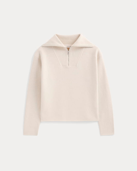 Double Knit Half-Zip in Cotton Merino | Bone/Cream/Sand/Light Camel