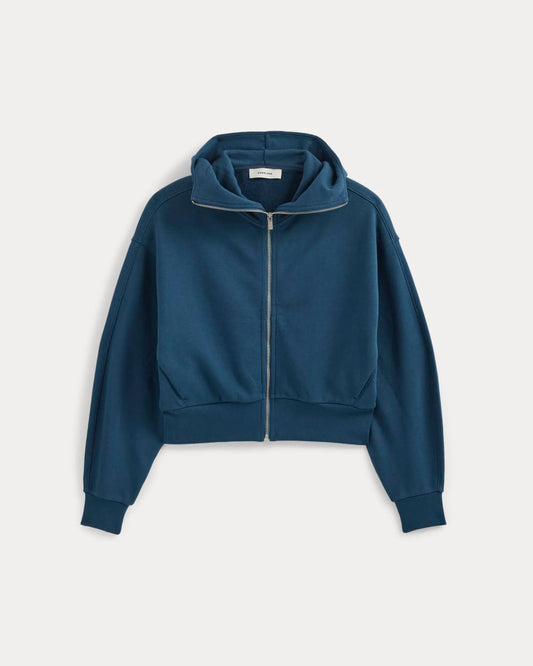 Lightweight Terry Cropped Full-Zip | Blue Wing Teal