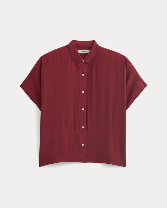 The Boxy Shirt in Washable Silk | Pomegranate