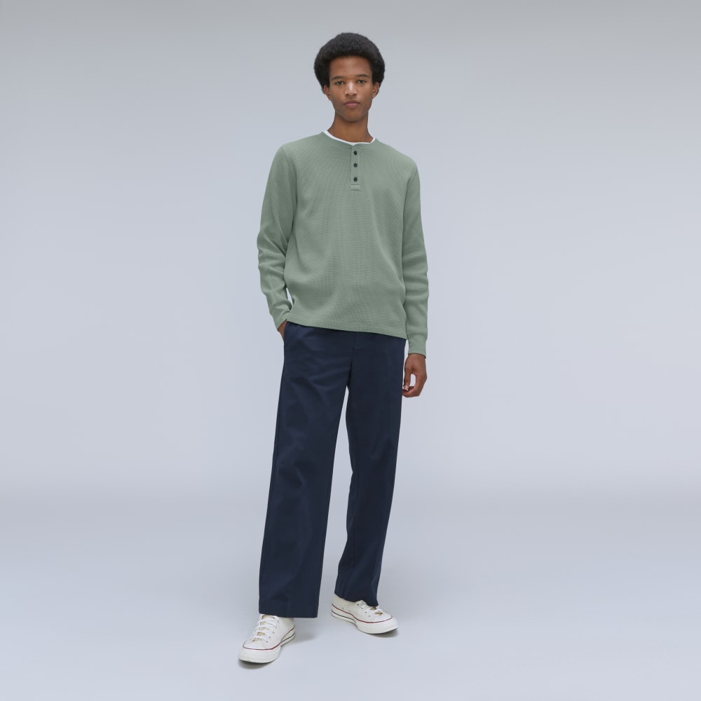 The Waffle Long-Sleeve Henley Tee | Lily Pad