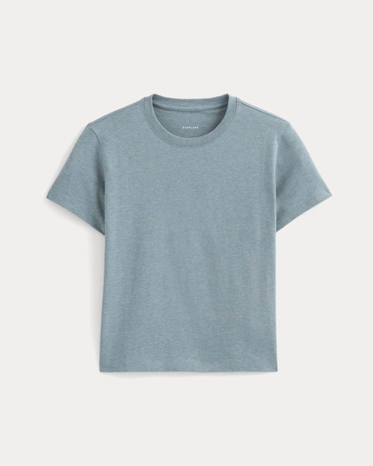 The Box-Cut Tee in Essential Cotton | Heathered Sea | No Pocket