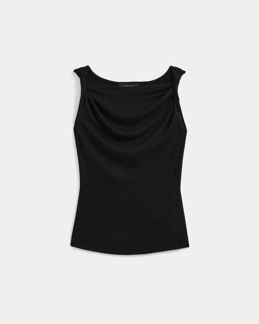 Cowl Neck Twist Tank in Butterluxe | Black
