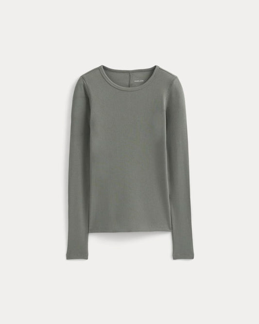 The Luxe Rib Long-Sleeve Crew | Agave Green