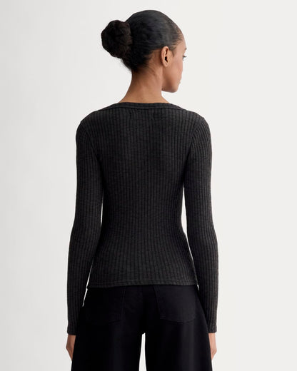 The Cozy Rib Henley | Black