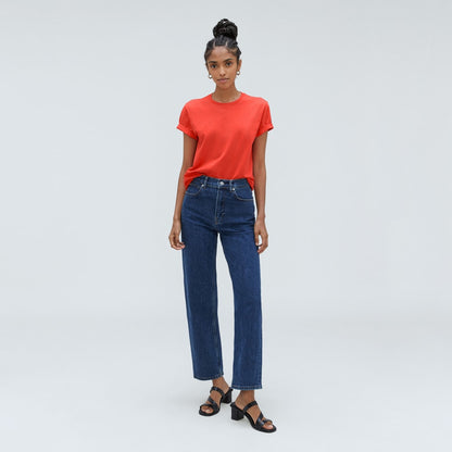The Box-Cut Tee in Essential Cotton | Red Orange | No Pocket