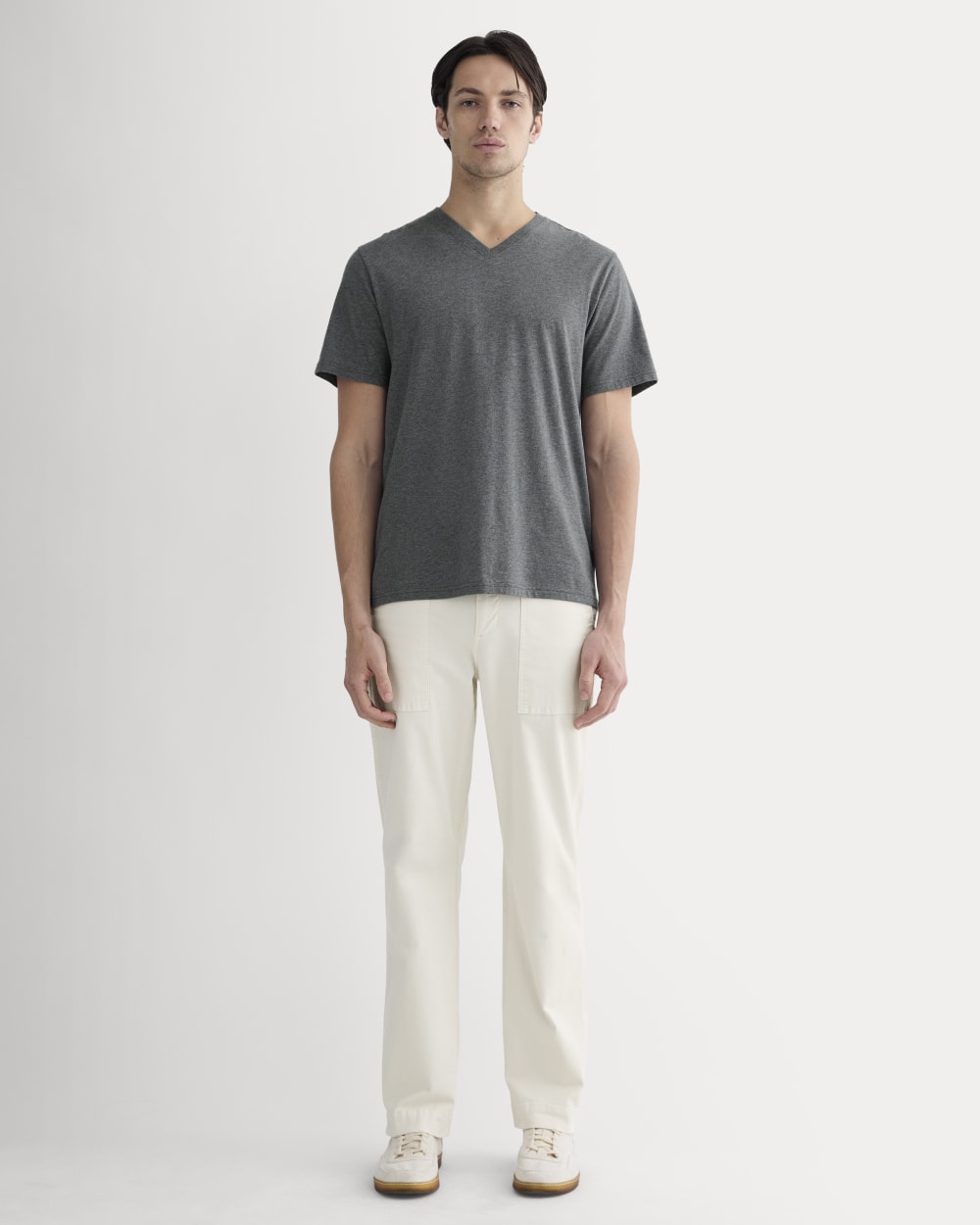 The Essential Organic V-Neck Tee | Heathered Charcoal