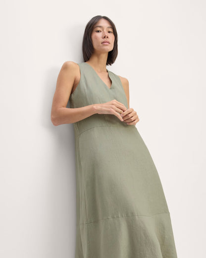 The Linen V-Neck Maxi Dress | Sage Green