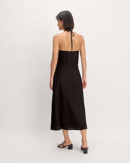 The Linen Halter-Neck Dress | Black