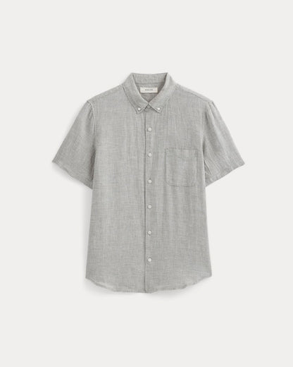 The Classic Short-Sleeve Shirt in Linen | Agave / Bone