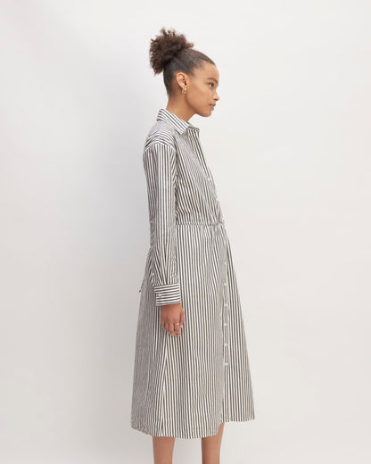The Supima® Cotton Midi Shirt Dress | Optic White / Black