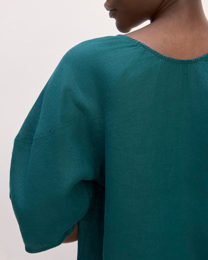 The Scoop Top in Linen | Dark Sea