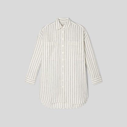 The Way-Long Linen Shirt | Black / Canvas Tan