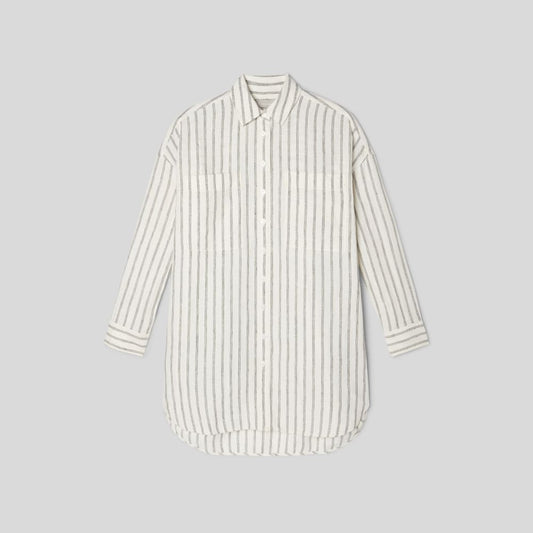 The Way-Long Linen Shirt | Black / Canvas Tan