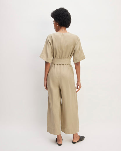 The Wrap Jumpsuit in Linen | Trench Coat Khaki