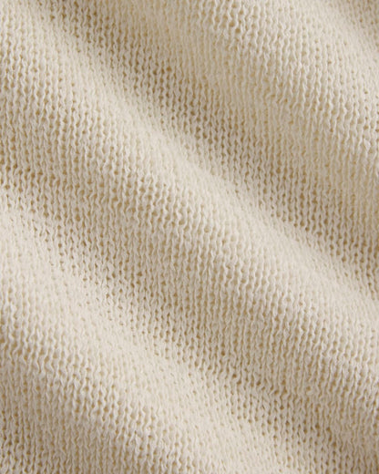 Wide-Neck Crew Sweater in Tape Yarn | Bone