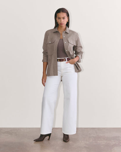 The Boyfriend Shirt in Flannel | Taupe Melange