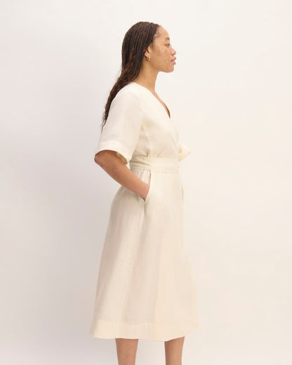 The Wrap Dress in Linen | Bone