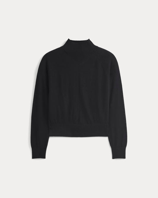 Mockneck Sweater In Ultrafine Merino | Black