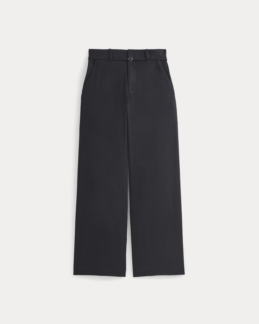 Wide-Leg Belted Pant in Stretch Linen | Black | Regular