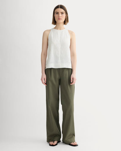 The Linen High-Neck Tank | Natural Chambray