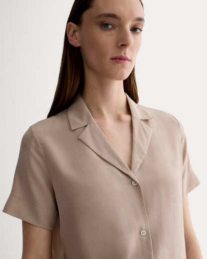 The Notch Shirt in Washable Silk | Burnt Sugar