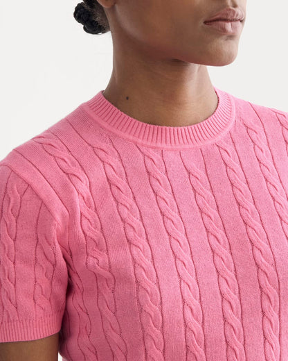 The Cable Crew in Cotton Cashmere | Deep Pink