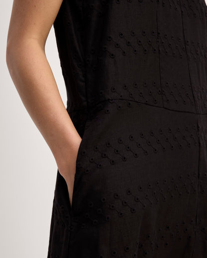 The Linen Eyelet Maxi Dress | Black Eyelet