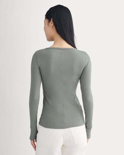The Luxe Rib Long-Sleeve Crew | Agave Green