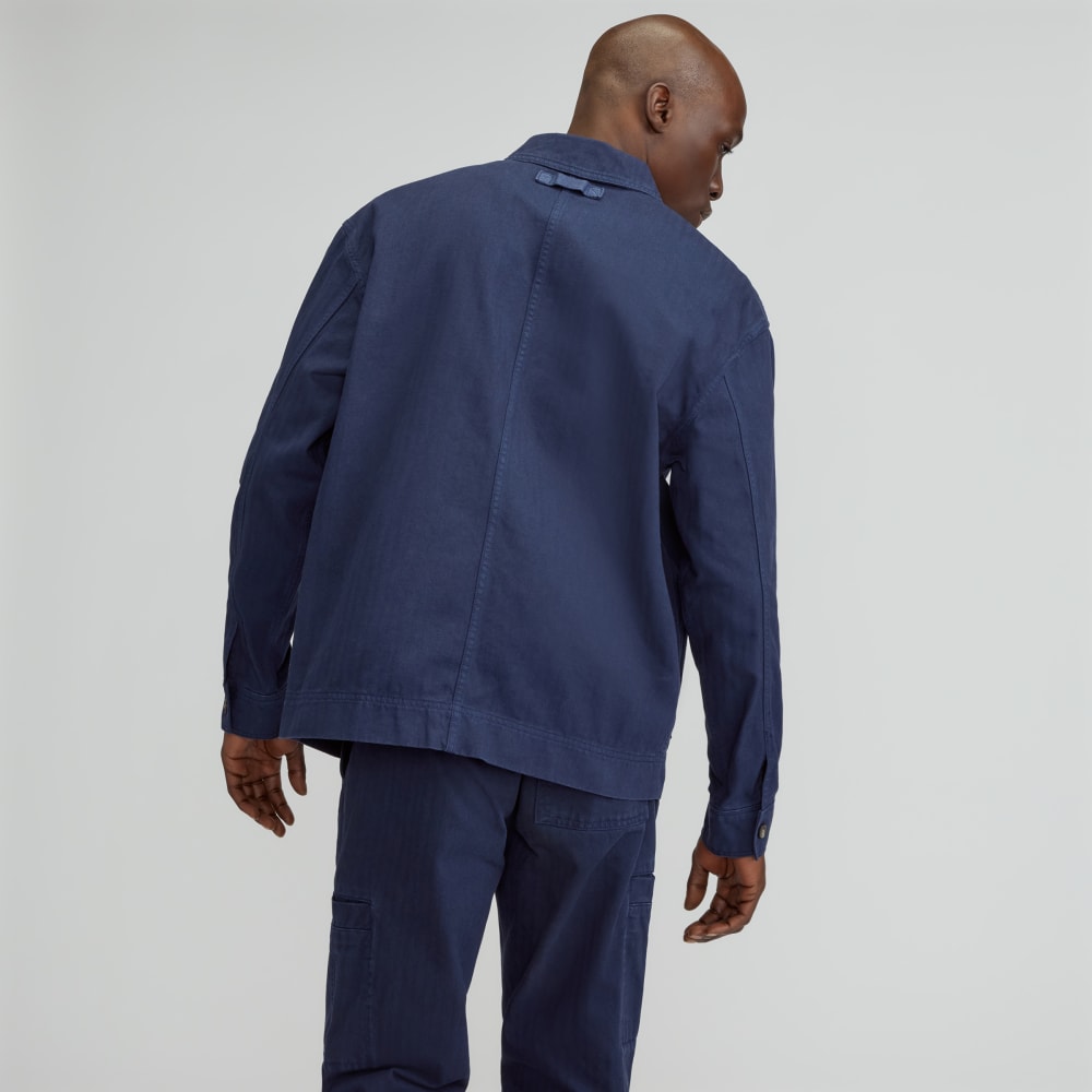 The Organic Cotton Herringbone Utility Jacket | Navy