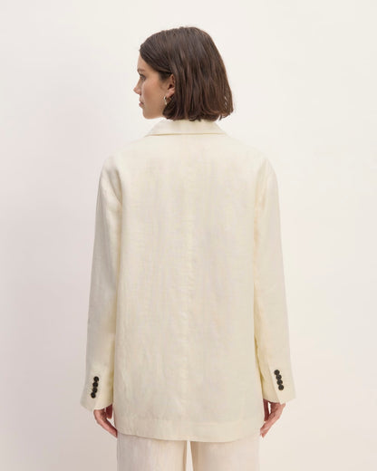 The Linen Double Breasted Blazer | Bone