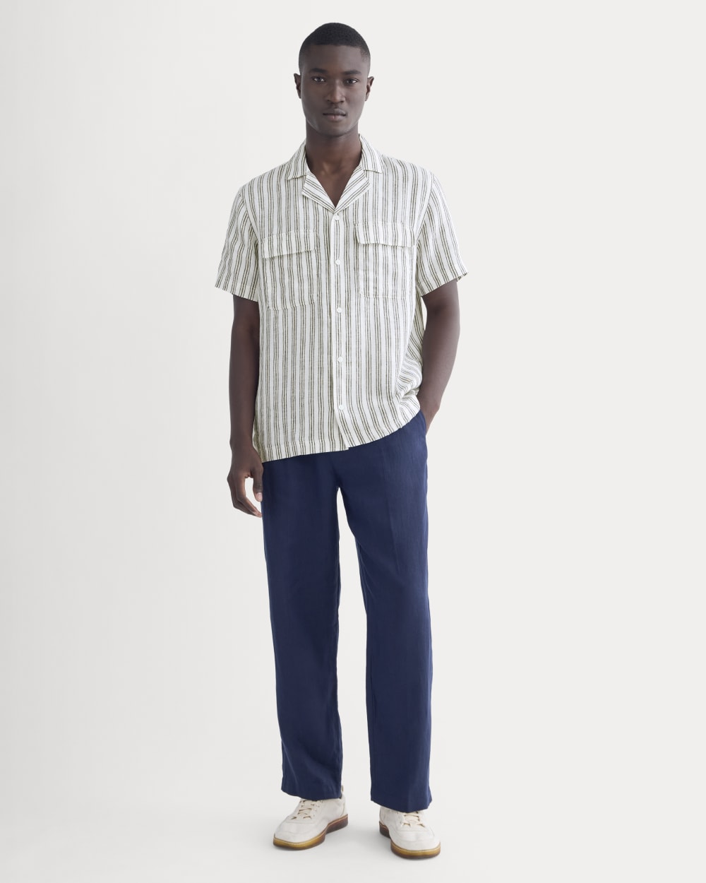 The Resort Shirt in Linen | Bone / Black