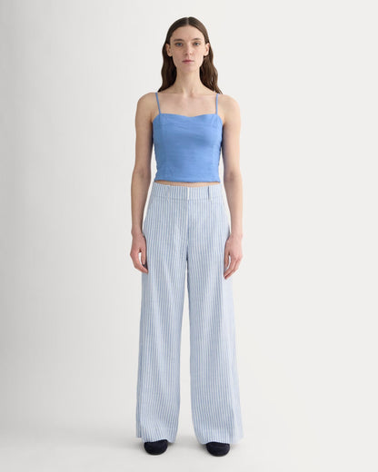 The Seamed Top in Stretch Linen | Bluebell