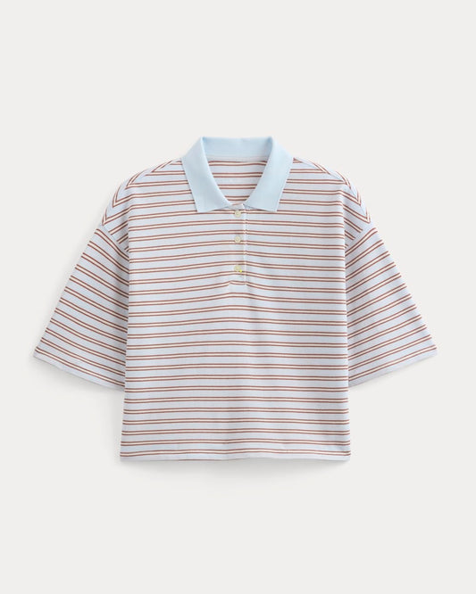 Pique Boxy Polo | Skywriting/Henna/Gardenia