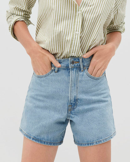 The A-Line Denim Short | Powder Blue