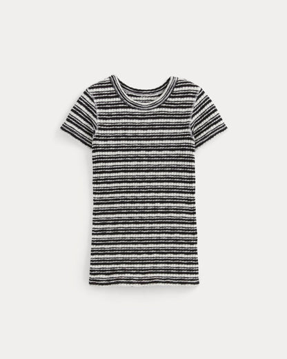 The Cozy Rib Tee | Bone / Black