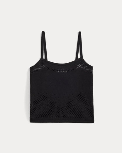 Lace-Knit Cami | Black
