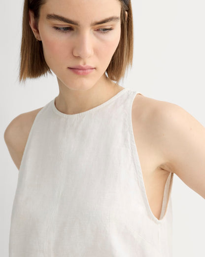 The Linen High-Neck Tank | Natural Chambray