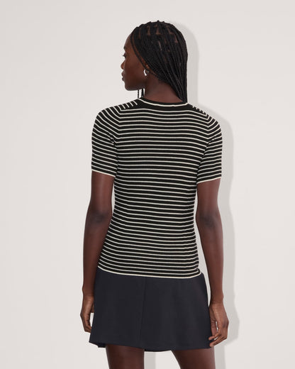 The Sweater Tee in Ultrasoft Merino | Black / Bone