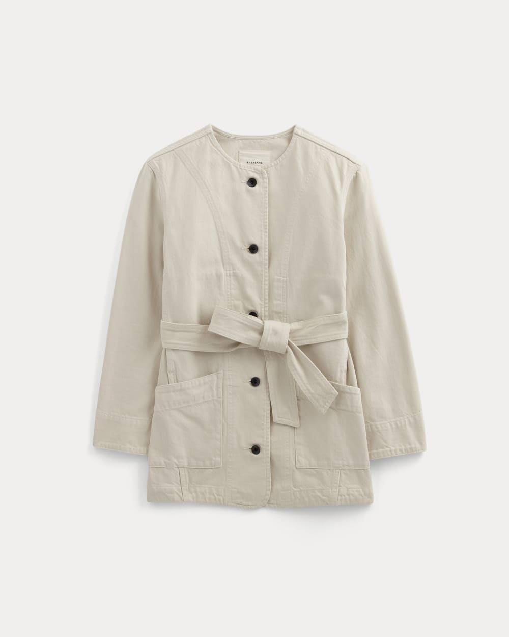 The Long Denim Barrel Jacket | Garment-Dyed Sand