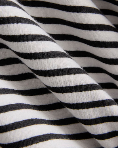 The Slim Crew in Essential Cotton | Bone / Pirate Black Stripe