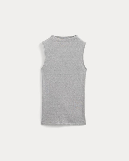 The Luxe Rib Funnel-Neck Tank | Classic Heather Grey