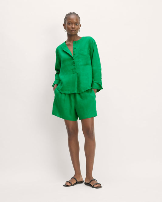 The Linen Easy Short | Grass Green