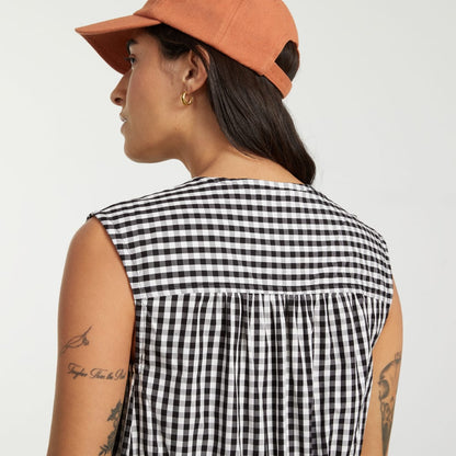 The Tiered Midi Dress | Black Gingham