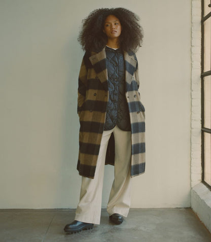 The Brushed Italian ReWool® Peacoat | Camel Buffalo Check