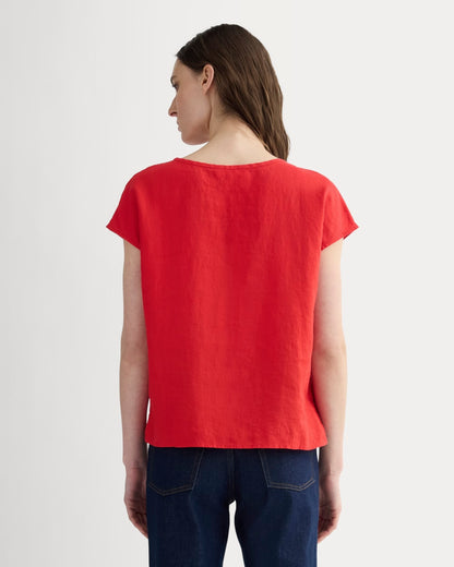 The Muscle Top in Linen | Classic Red