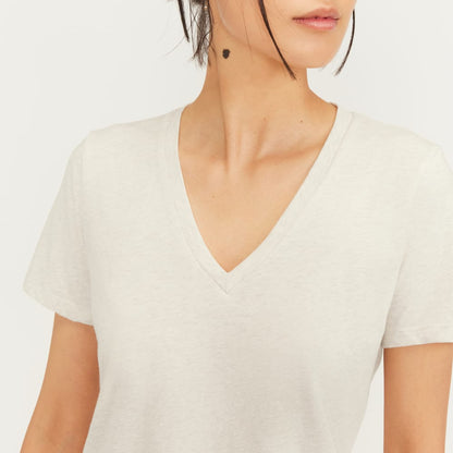 The Organic Cotton V-Neck | Heathered Oat